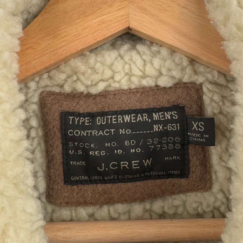 J.Crew Men Sherpa‎ Lined Wool Blend Varsity Jacket Camel Brown Size XS